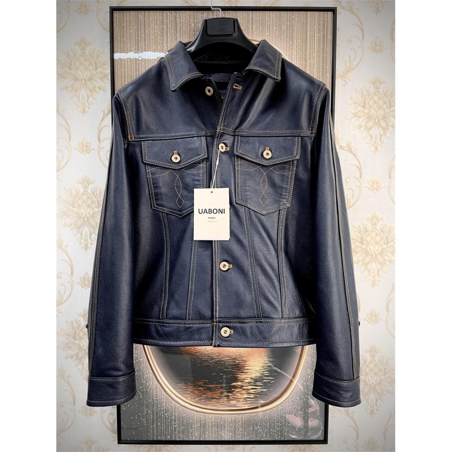 20%off レザージャケット EU製 Uaboni*Paris*ユアボニ 牛革 重厚 個性