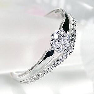 ダイヤモンド リング 二連 ダイヤ 指輪 プラチナ pt900 0.3ct V字
