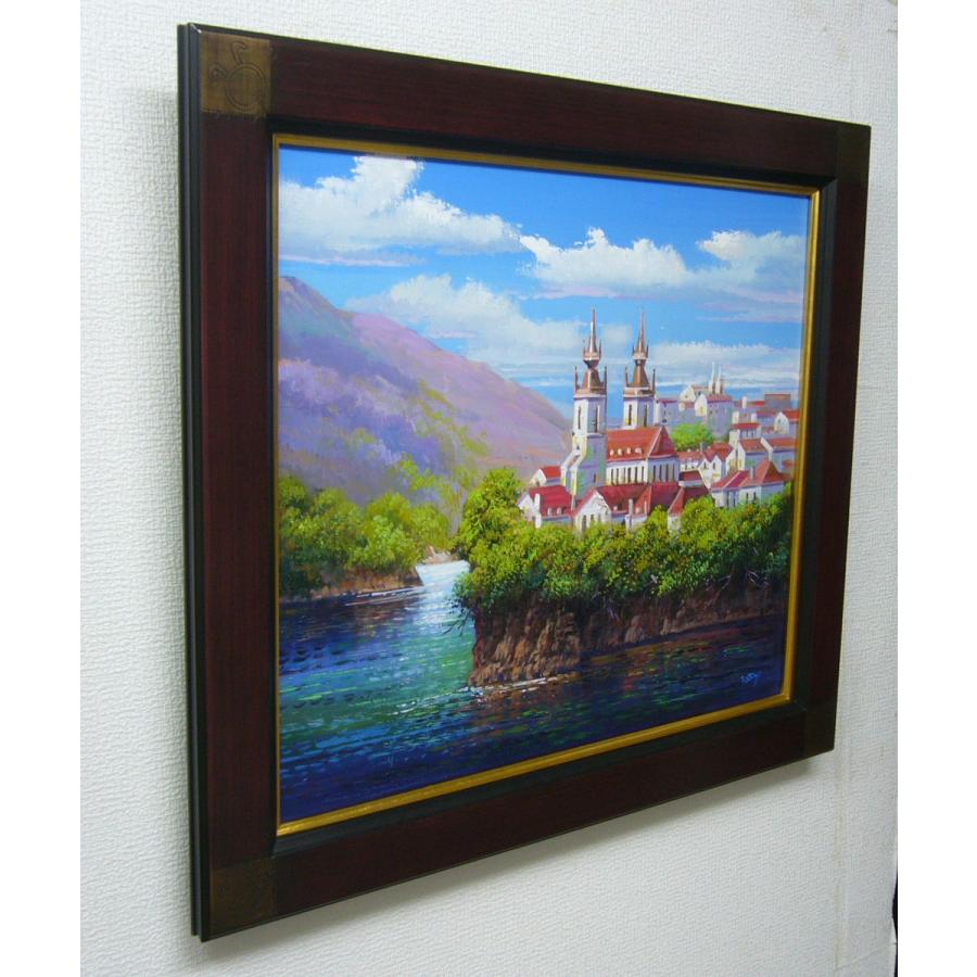 絵画 油絵 竹内敏彦 肉筆油絵 風景画 古城 F10 送料無料 : アートフジ