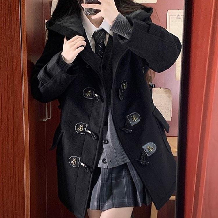 ダッフルコート レディース 中綿 長袖 コート 学生 フード付き ミドル