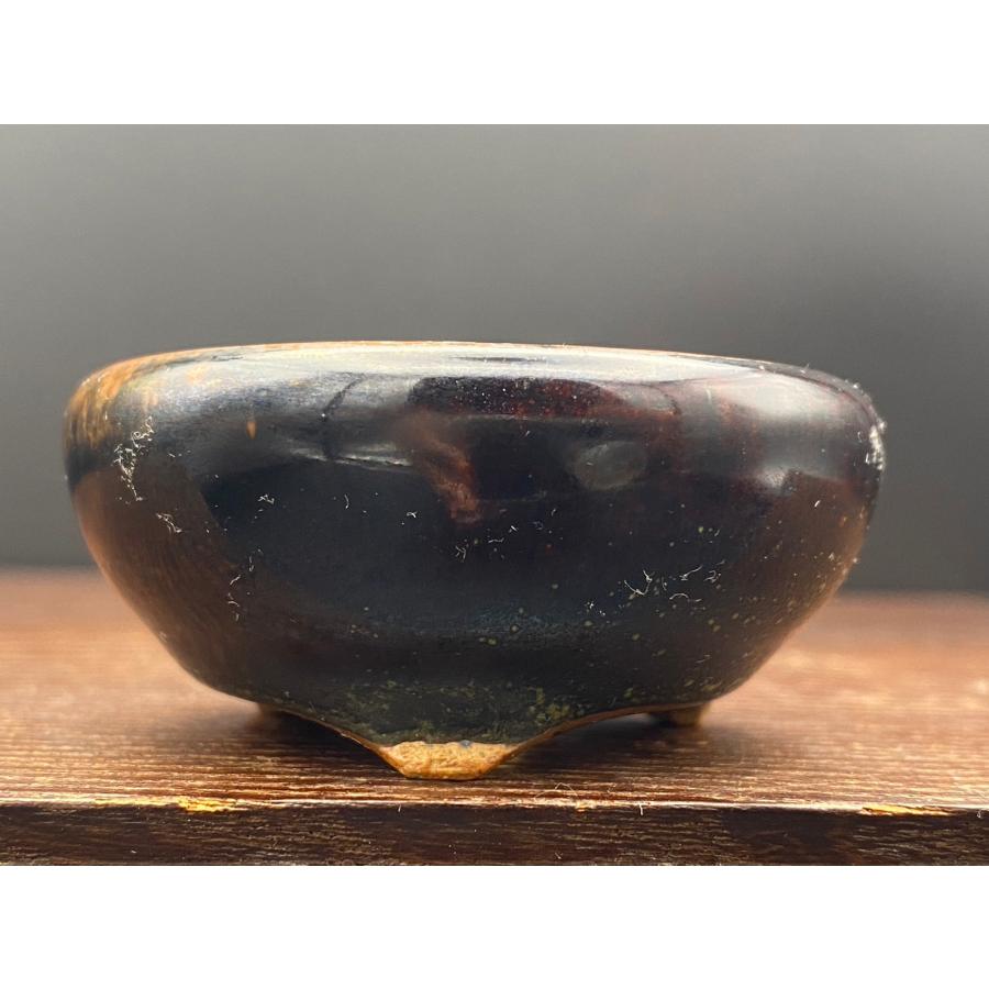 下野(中田)武山 金蕎麦釉丸切足鉢 1.5号(5.5cm) : 鉢や 暮路空 - 通販