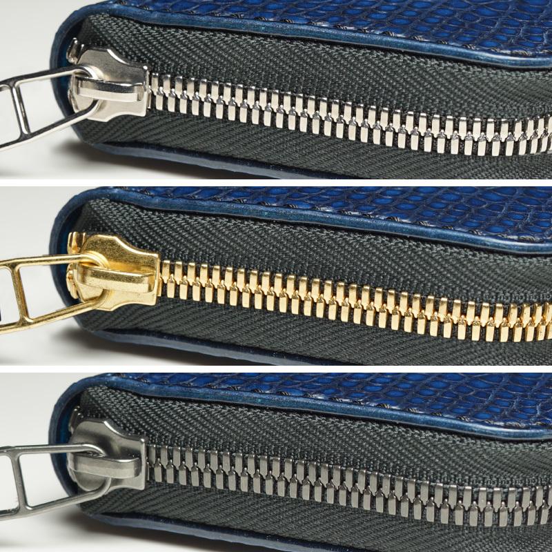 ラウンドジップウォレット クロコダイル 本藍染め ラウンドファスナー