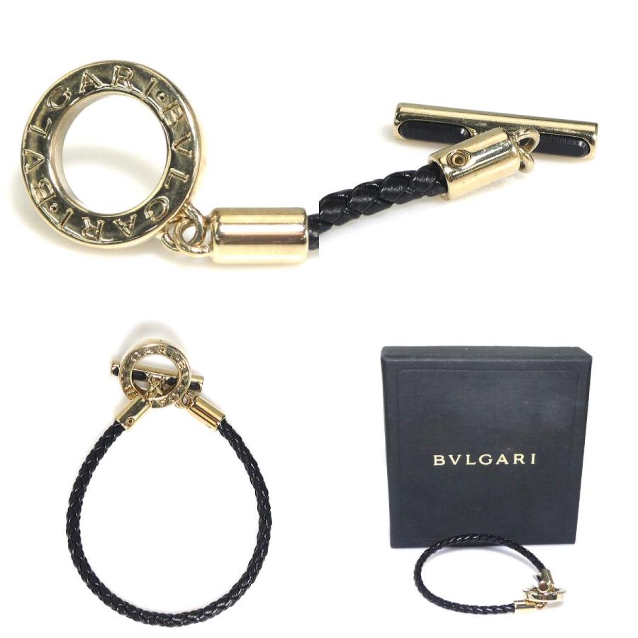 BVLGARI（ブルガリ） ブレスレット レザー/メタル ブラック : ブランド