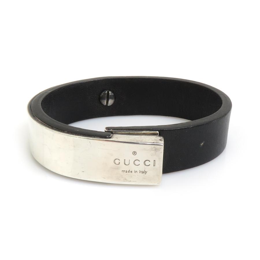GUCCI（グッチ） ブレスレット レザー/シルバー925 ブラック/シルバー