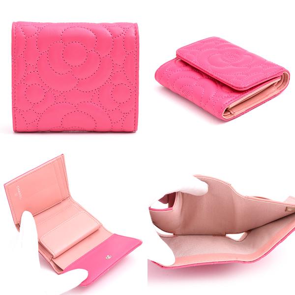 CAMELIA シャネル 財布 レディース カメリア 三つ折り財布 コンパクト
