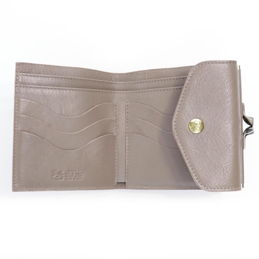 IL BISONTE（イルビゾンテ） 財布 二つ折り がま口 レザー 本革 グレー