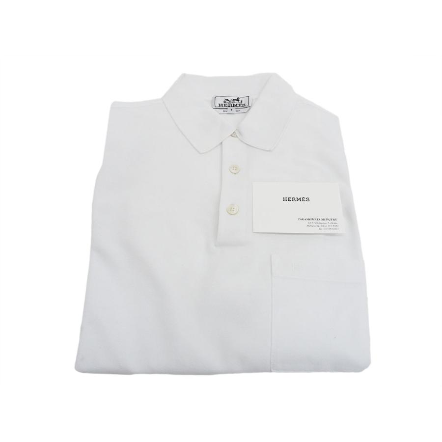 HERMES（エルメス） ポロシャツ ボタン付 H刺繍 白 ホワイト