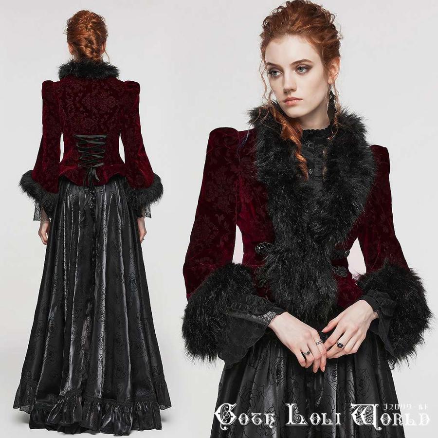 ゴスロリワールド WY-1513XCF-BK-RD ファー付きダマスクゴシック