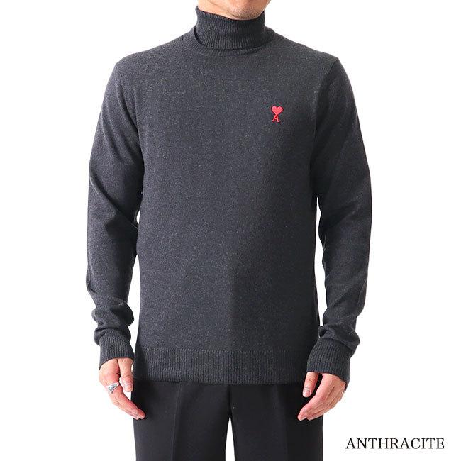 AMI PARIS アミパリス ハートロゴ刺繍 タートルネック ニットセーター