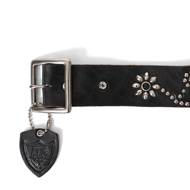 HTC エイチティーシー フラワースタッズ レザーベルト 24S 黒 メンズ