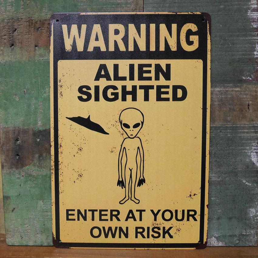 WARNING ALIEN SIGHTED アメリカン サインボード A4 インテリア