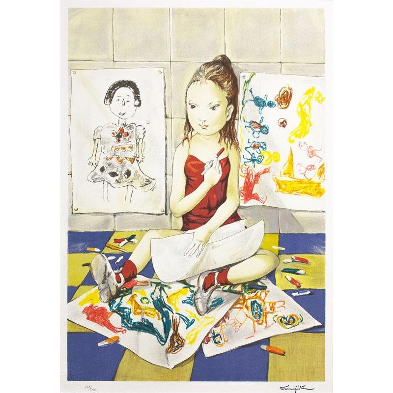 藤田嗣治 「 子供部屋 Chamble d' enfant 」 リトグラフ 版画 絵画