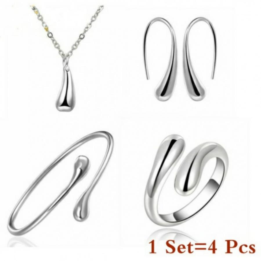 アクセサリー シルバー ネックレス ピアス ブレスレット リング 4点