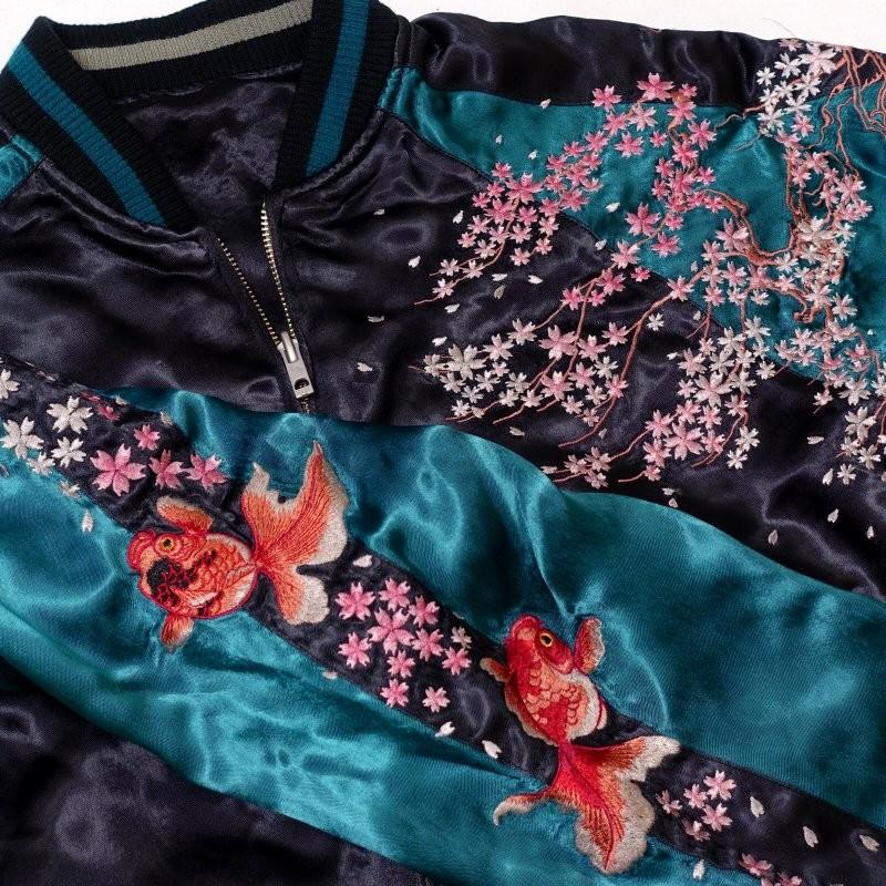 桜金魚刺繍スカジャン 花旅楽団 SSJ-034 和柄 : だんだら Yahoo!店