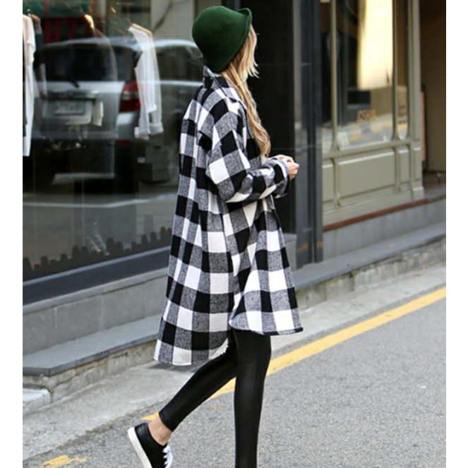 シャツ ブラウス ネルシャツ チェック柄 トップス 長袖 ロングシャツ