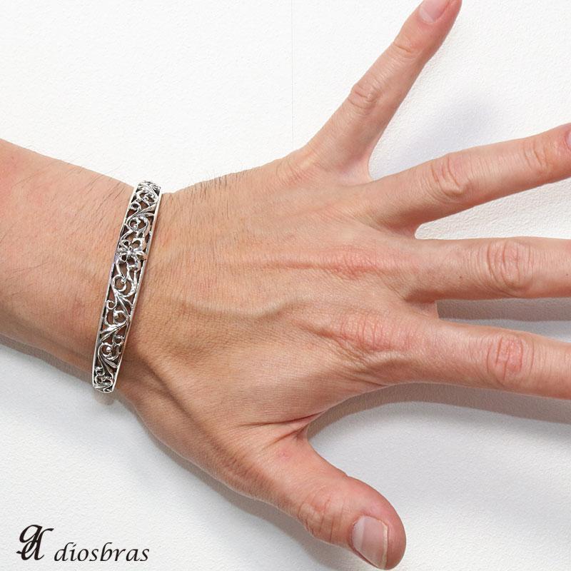シルバーバングル 百合の紋章 ユリ リリー アラベスク ブレスレット