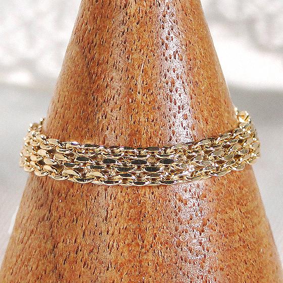 K18YG 中空 ビスマルク チェーン リング 送料無料 ゴールド 18金 指輪