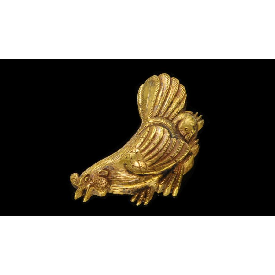 目貫 京金具師 鶏図目貫 【保存刀装具】鍔・鐔 刀装具 日本刀 刀剣