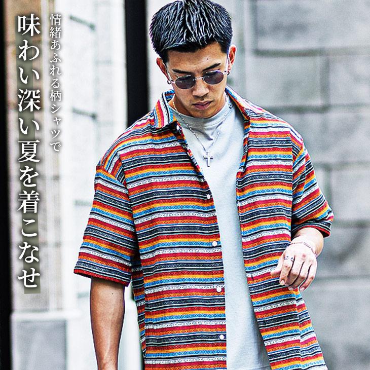 joker（ジョーカー） 半袖シャツ メンズ 総柄 シャツ メンズ 半袖 開襟