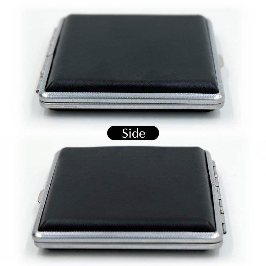 20本収納 シガレットケース レザー アルミ合金 タバコ シルバー 革