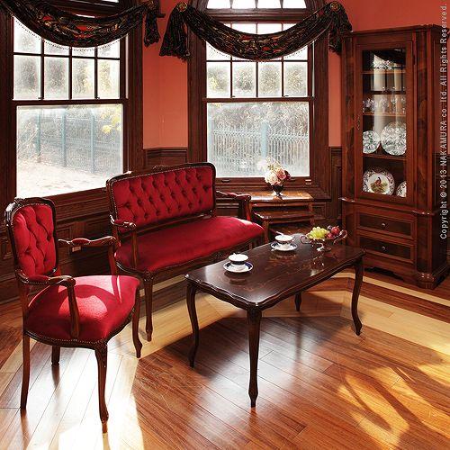 イタリア 家具 ヴェローナクラシック アームチェア-モケットレッド（1