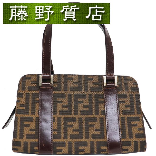 FENDI（フェンディ） ズッカ柄 ミニハンドバッグ キャンバス レザー
