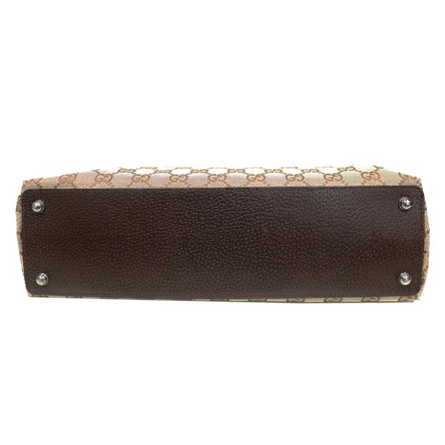 GGキャンバス グッチ GUCCI トートバッグ × レザー ベージュ ブラウン