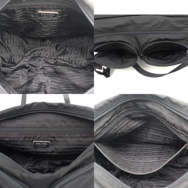 PRADA（プラダ） ショルダーバッグ ナイロン レザー 黒 シルバー金具