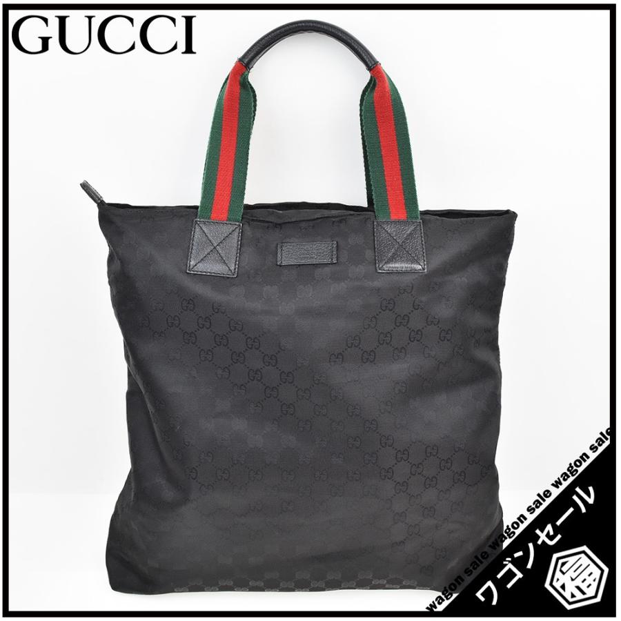 GUCCI/グッチ GG トートバッグ ナイロン×レザー ブラック 131233 2684