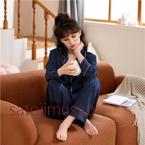 洗える 合成 シルク パジャマ レディース 長袖 春夏 サテン メンズ