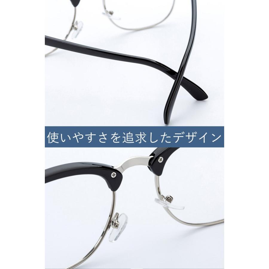 PCメガネ ブルーライトカット 透明レンズ ボストンタイプ クリア