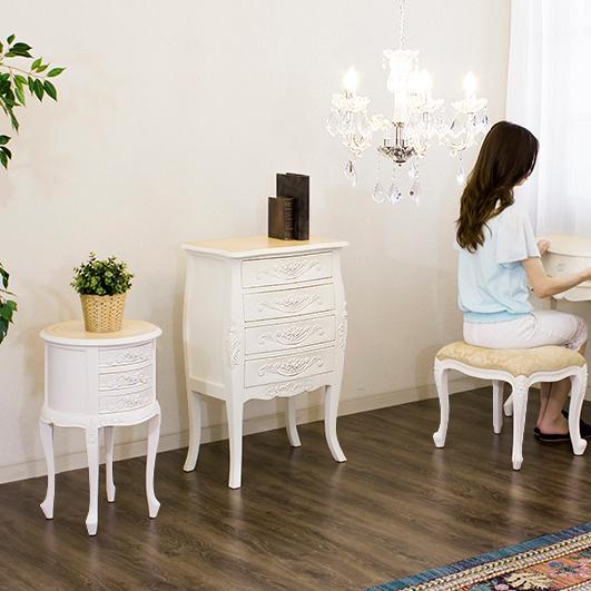 椅子 猫脚スツール ロココ調 アンティーク 姫家具 白 スツール 可愛い