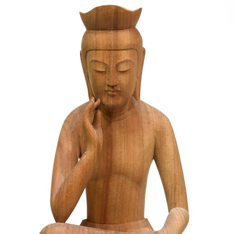 木彫仏像 【弥勒菩薩半跏思惟像】 楠木 総高31cm : 海宇工芸館 Yahoo