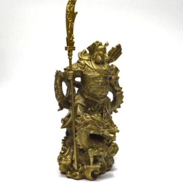 龍 関羽公 財神 置物 銅製 特大サイズ 青龍刀 関羽雲長 三国志 風水