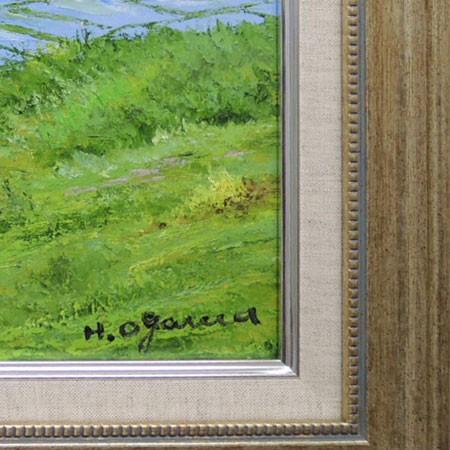 絵画 油絵 常念岳と桜 （小川久雄） 【肉筆】【油絵】【桜絵】【海・山