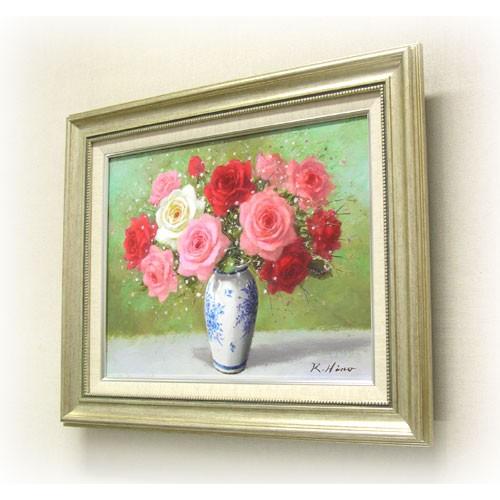 絵画 油絵 ばら (日野皖) 【肉筆】【油絵】【花】【6号】 : 掛け軸