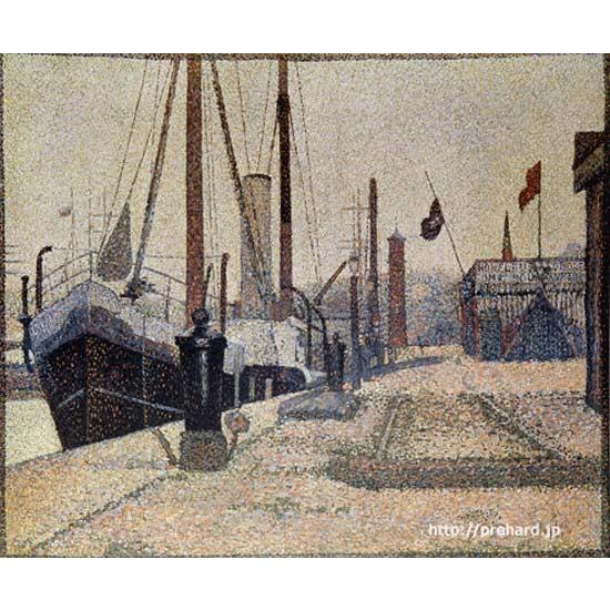 スーラ 絵画 オンフルール港の船 F8号 【複製】【美術印刷】【世界の