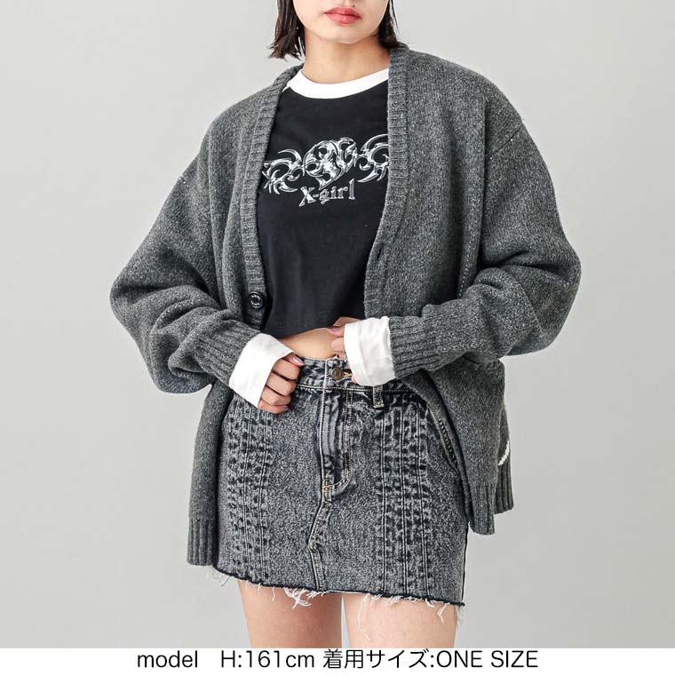 X-girl（エックスガール） カーディガン FACE JACQUARD KNIT CARDIGAN