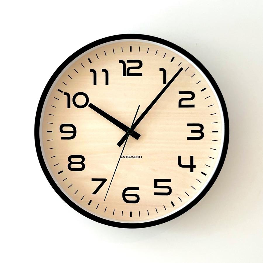 電波時計 壁掛け時計 KATOMOKU plywood clock 23 ブラック km-145BKRC