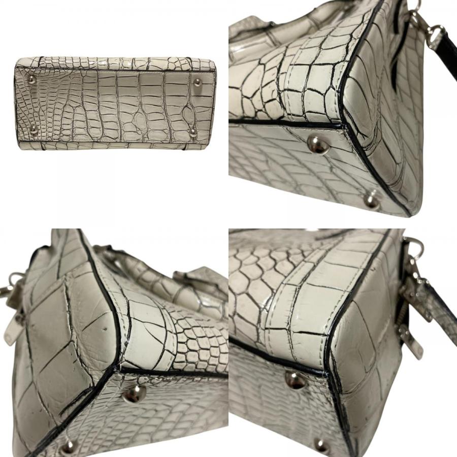 良品 CROIX ROYAL クロワロイヤル JRA クロコダイルレザー 目地染め