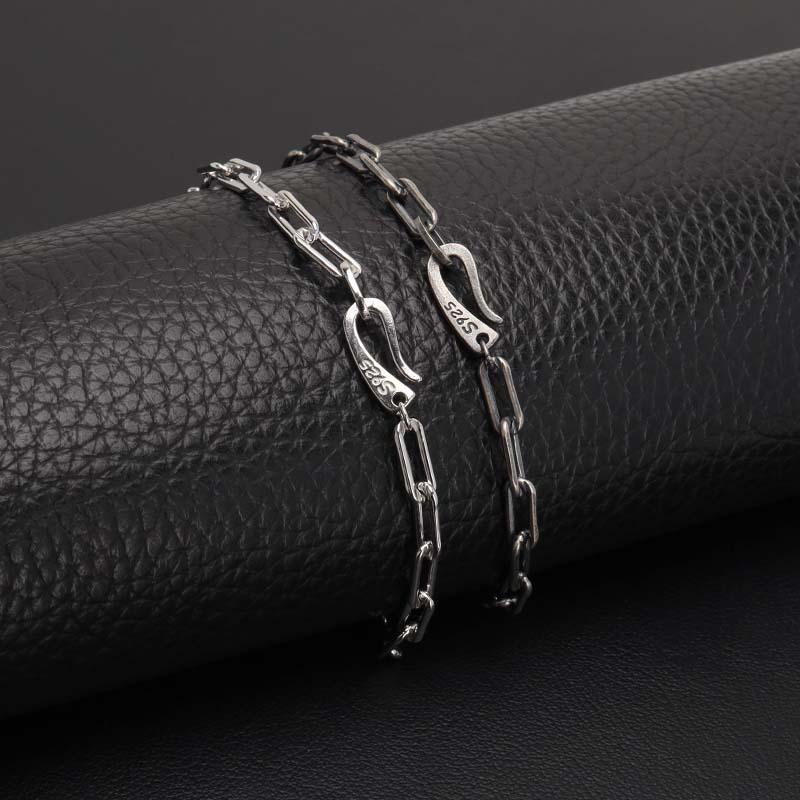 流行り 長小豆チェーンブレスレット 925 ロングあずきチェーン