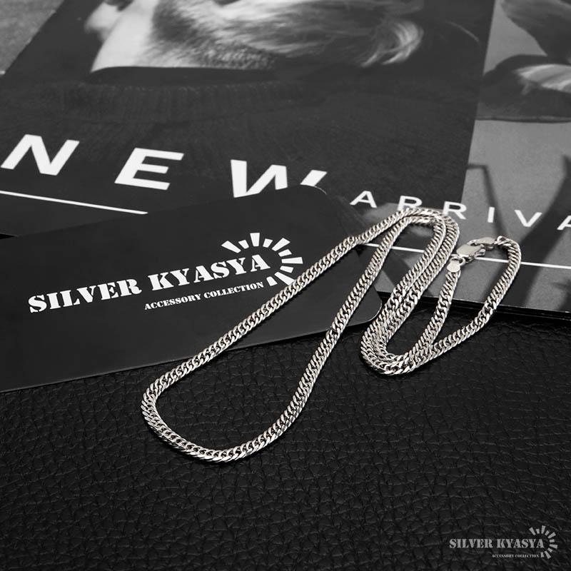 シルバー925 ダブル喜平チェーン ネックレス 幅3mm 45cm 喜平