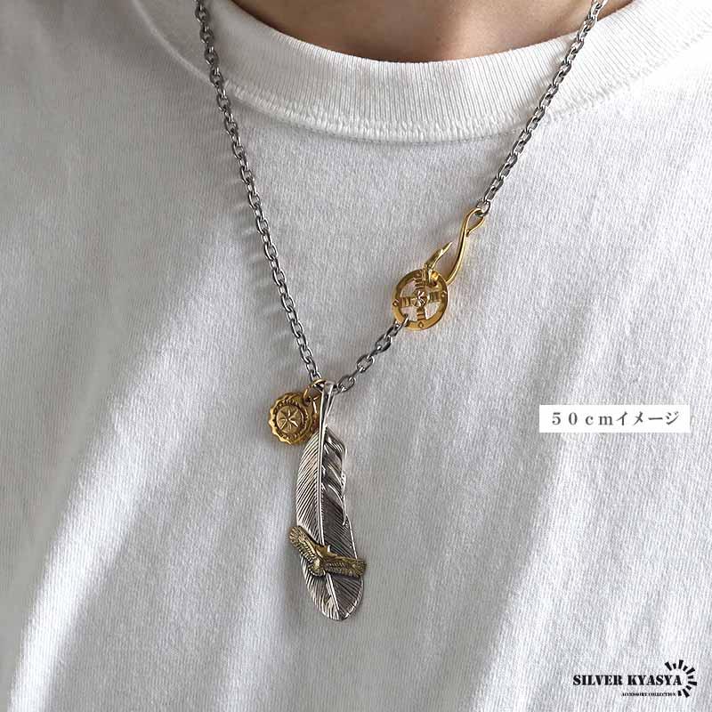 60cm) シルバー925 フェザーネックレス インディアンジュエリー