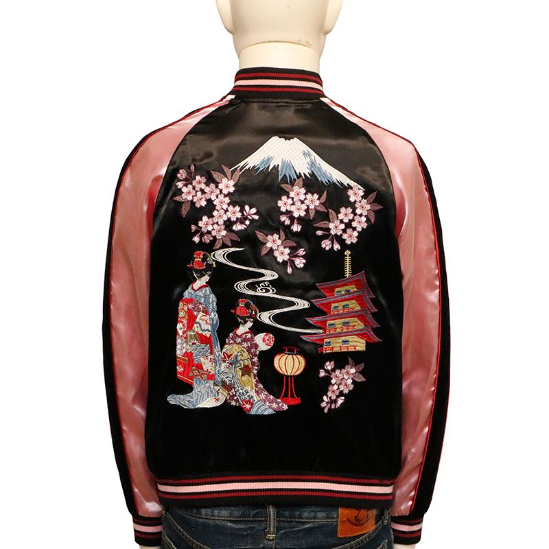 JAPANESQUE ジャパネスク 富士に舞妓 刺繍 和柄 リバーシブル