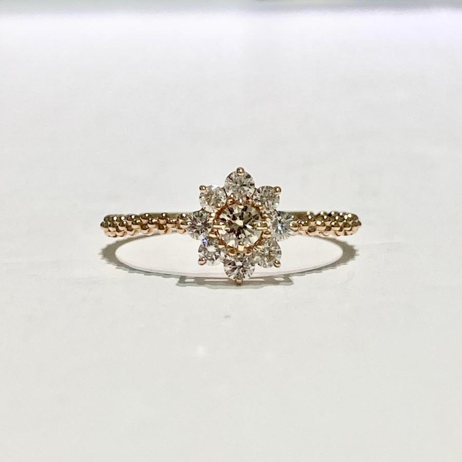 K18 PG ピンクゴールド ダイヤモンド リング 0.24 0.09ct H&C ハート