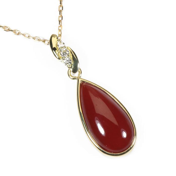 宝石珊瑚のSANSUI ペンダント ネックレス 血赤 珊瑚 高知県産 K18 18金