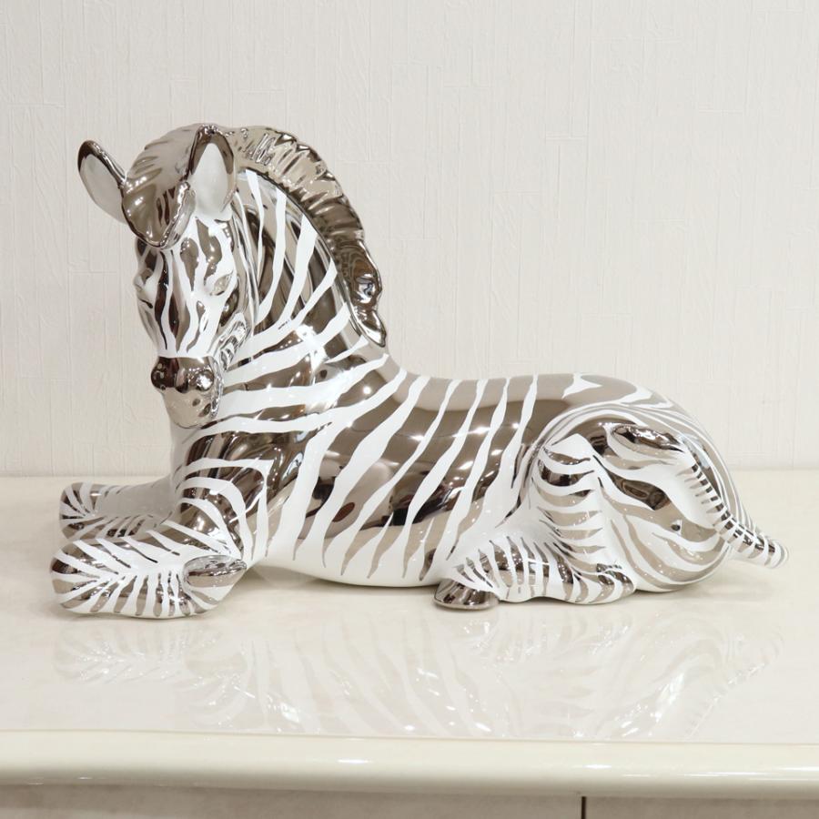 陶器 動物 ゼブラ 置物 イタリア製 シマウマ 完成品 アニマルオブジェ