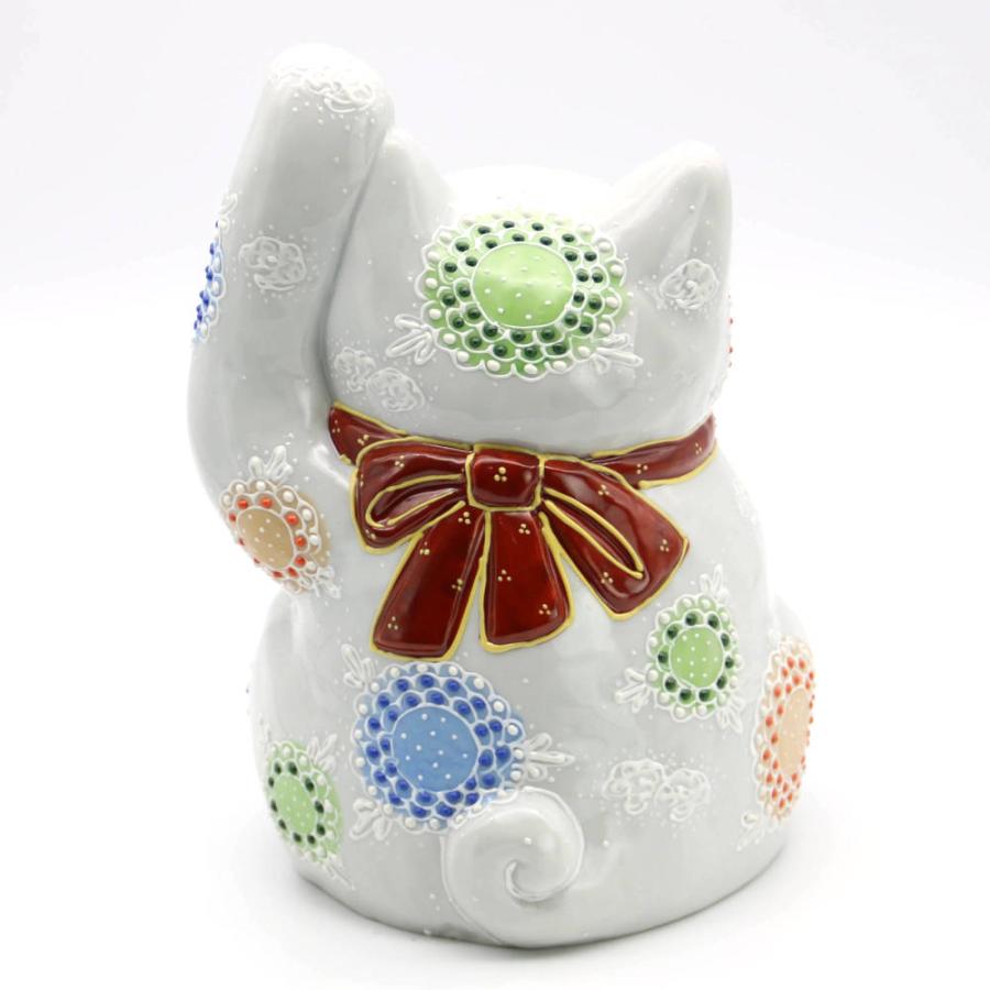 九谷焼 九谷焼招き猫（左手人お客招き猫）7号白盛 : 北山堂 - 通販