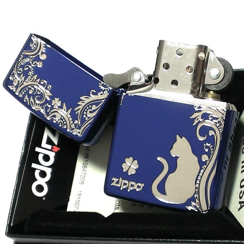 ZIPPO（ジッポー） ライター ねこ キャット ジッポ 猫 クローバー 青