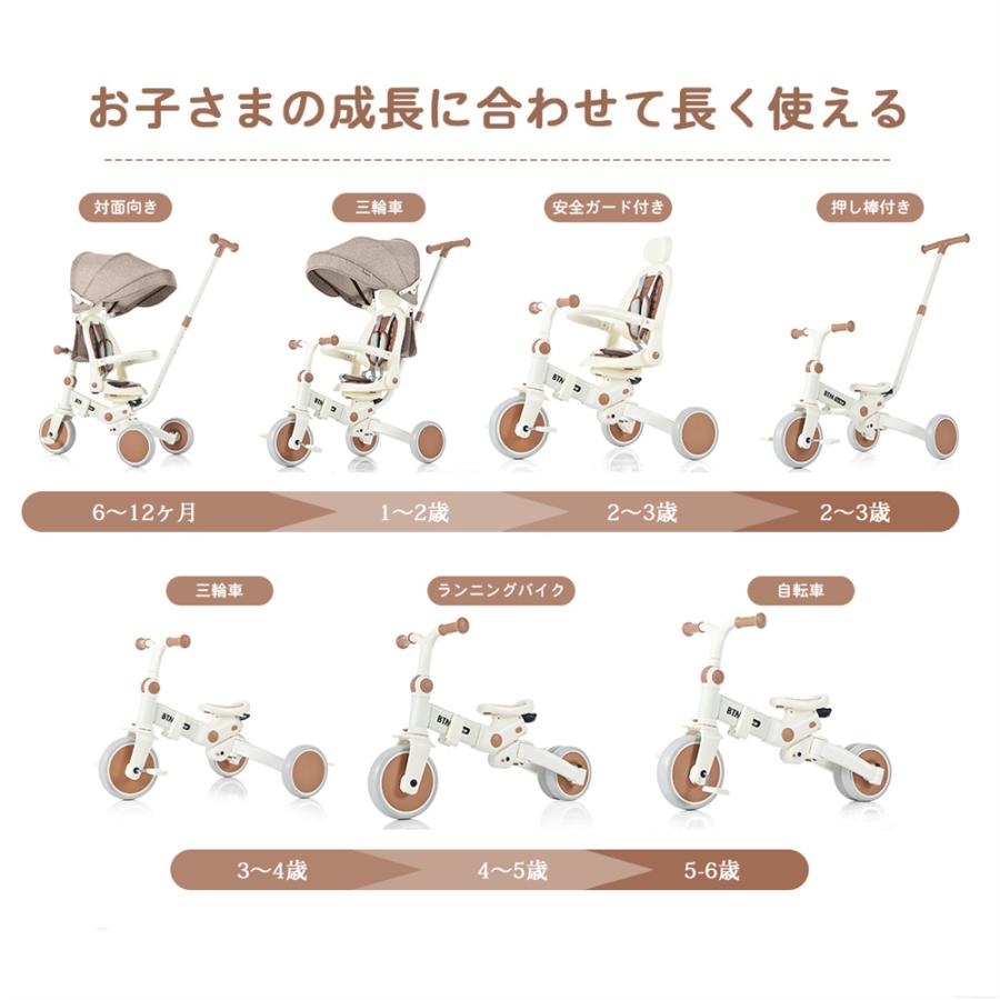 子供用三輪車 折りたたみ 7in1 乗用玩具 押し棒付き BTM ランニング